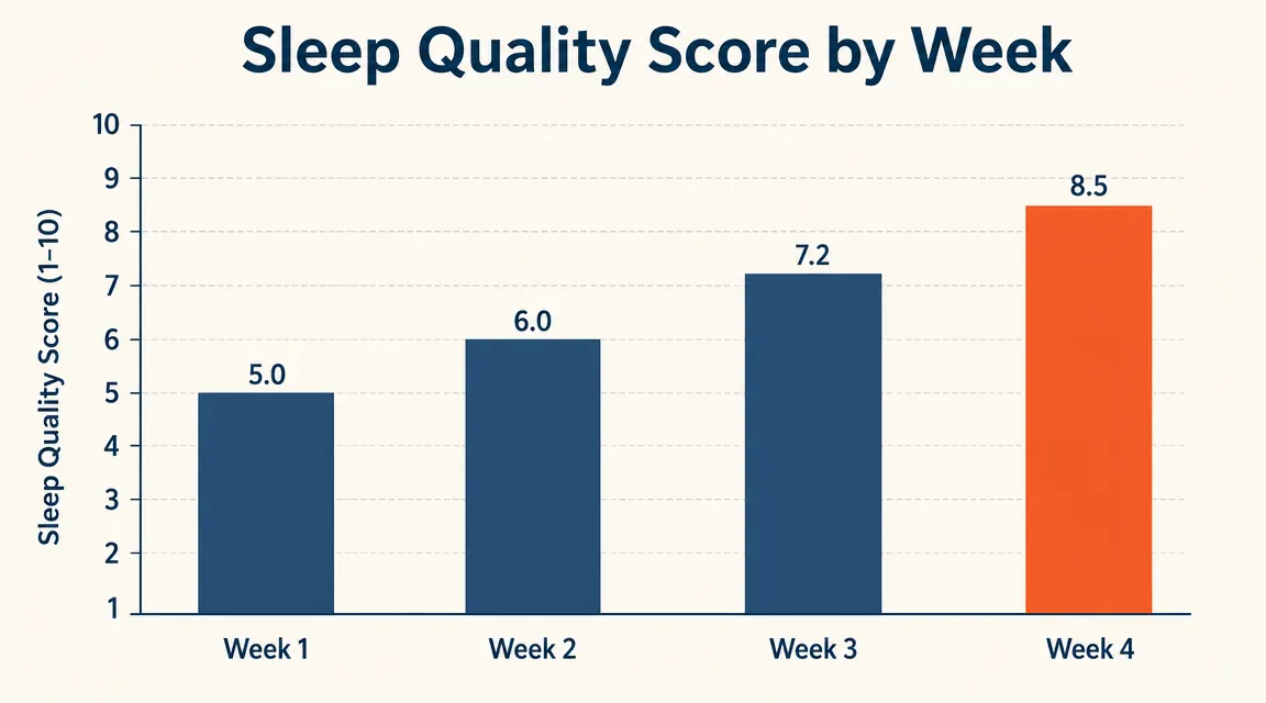Simple chart showing sleep quality score improving over four weeks with nightly magnesium use
