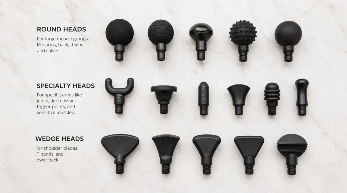 Side-by-side comparison of the 15 attachment heads laid out on a white surface, grouped by usefulness